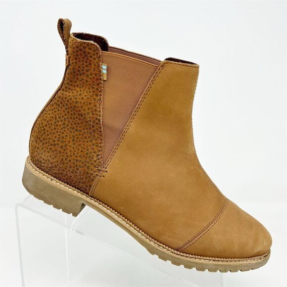 TOMS Women's Cleo Leopard Print Ankle Boots Size 9.5 Brown Booties - Picture 1 of 11